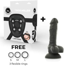 COCK MILLER - HARNESS + SILICONE DENSITY COCKSIL ARTICULABLE BLACK 13 CM 2